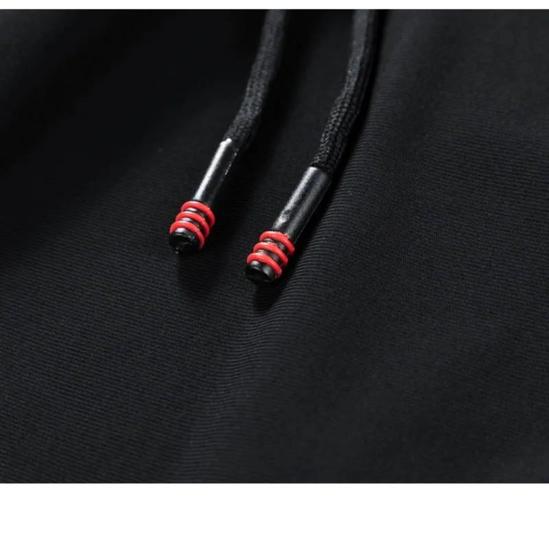 Spring and Autumn Men's Elastic Waist Solid Color Drawstring Zipper Pocket Straight Barrel Harlan Trousers Fashion Casual Pants