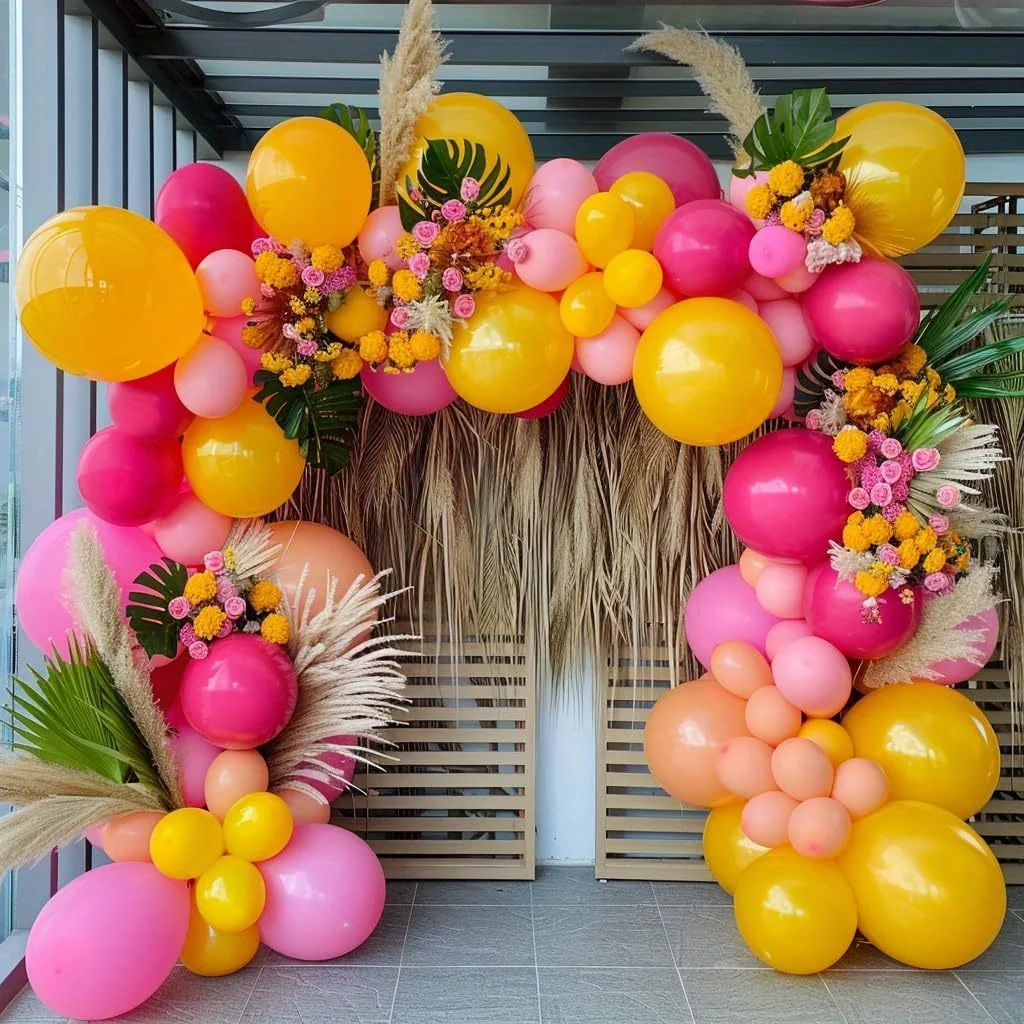 115pcsColorful Balloon Garland Decoration Set,suitable for Birthday Shower Wedding Wildflower Tropical Hawaiian Party Decoration