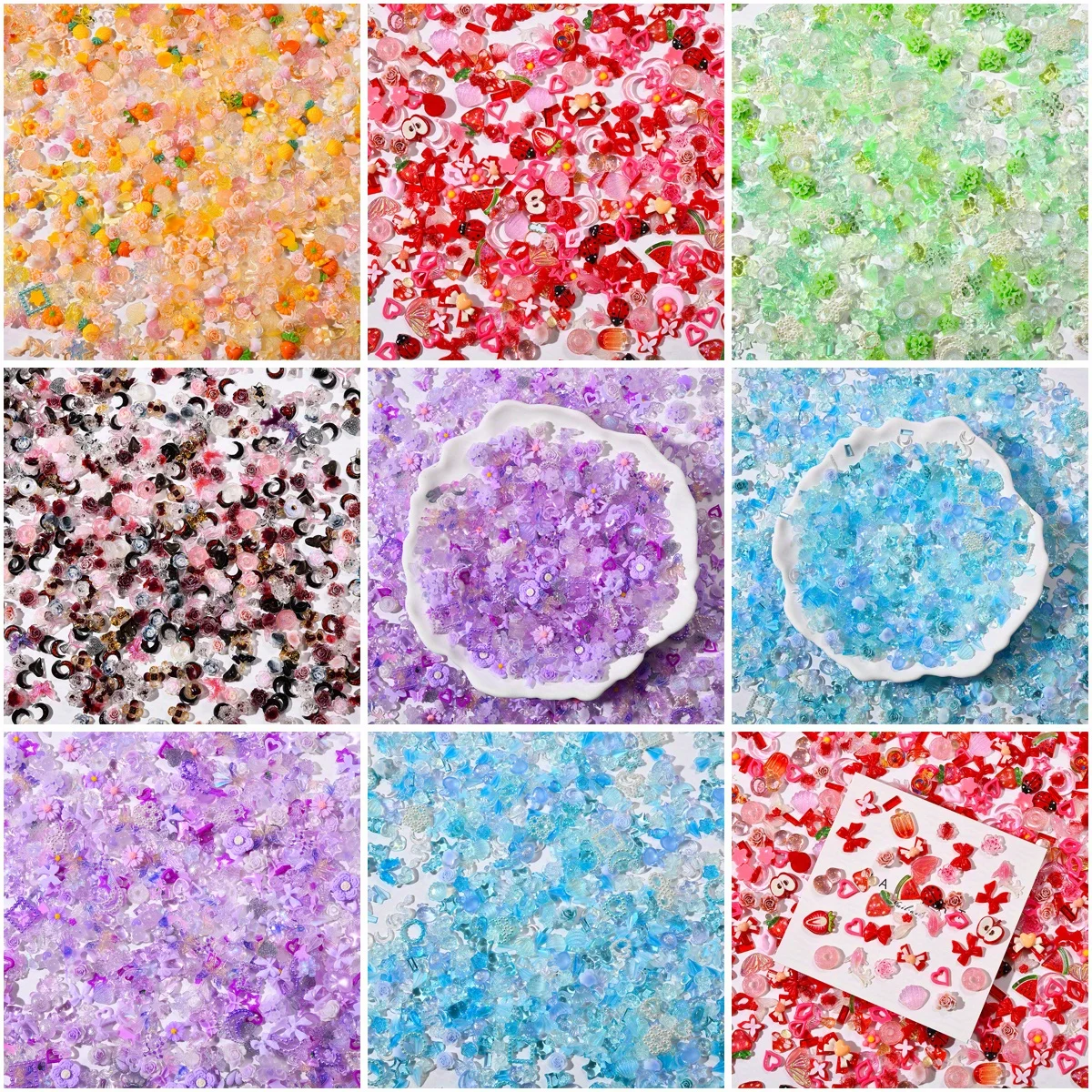 30 Uds. De lazo de manzana en forma de corazón, accesorios coloridos para decoración de uñas, dijes DIY, Artesanías hechas a mano, decoraciones de joyería para uñas de amor de dibujos animados