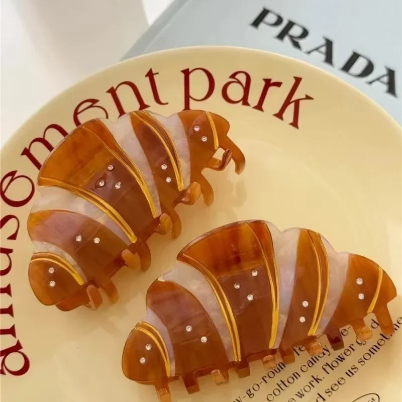 

NEW Ke song Bread French Style Hair Clips Diamond Inlay Fashionable and Fun Cute Cookies Hair Accessories for Women Girl