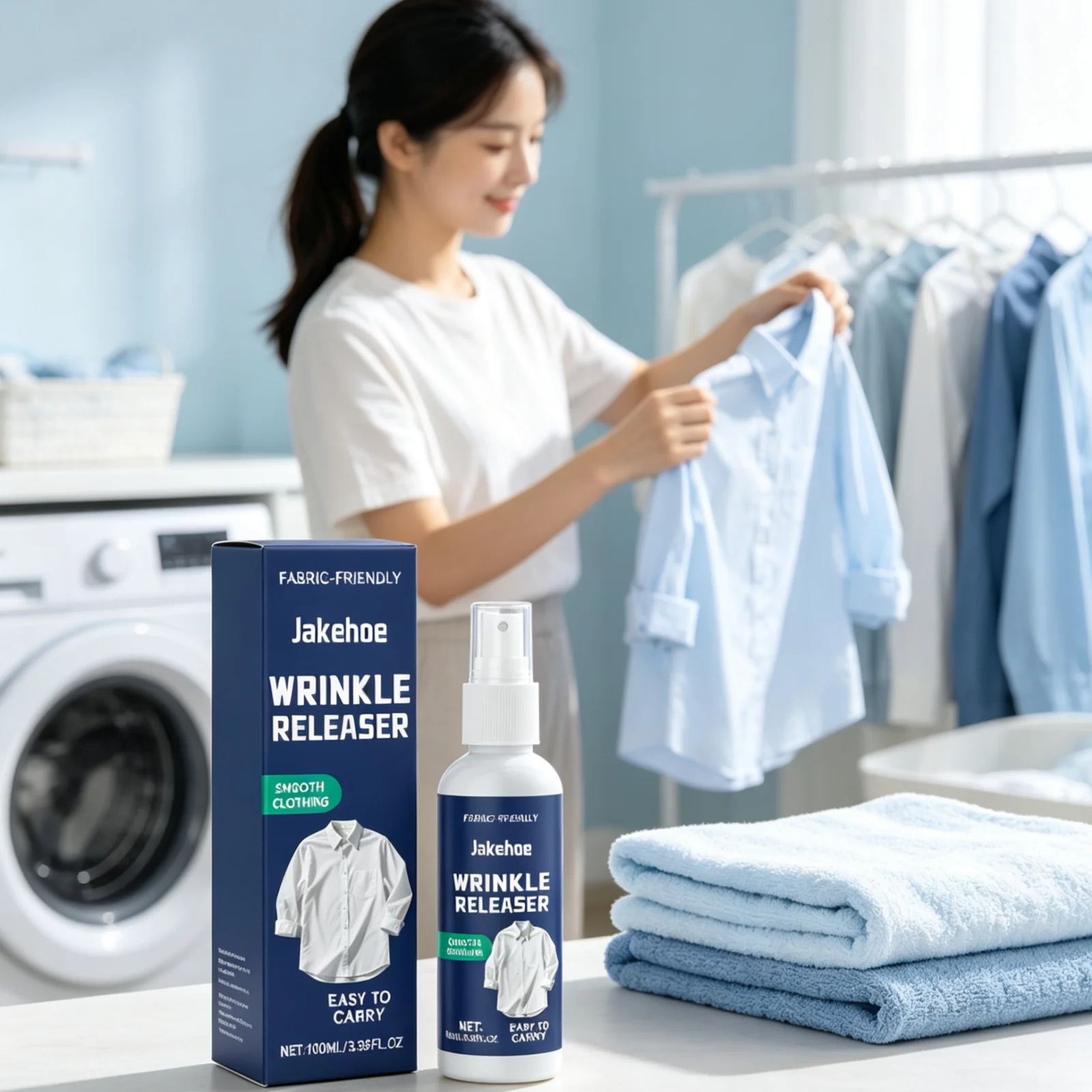 Jakehoe Wrinkle Release Spray for Clothes Protector Smoothing Garment Care Fabric Friendly Clothing Wrinkle Remover Spray 100ml