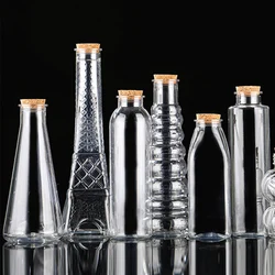 Plastic Lucky Star Bottle Gift Wishing Bottle Home Decoration Storage Jar Transparent Bottle Wooden Stopper DIY Star Organizer