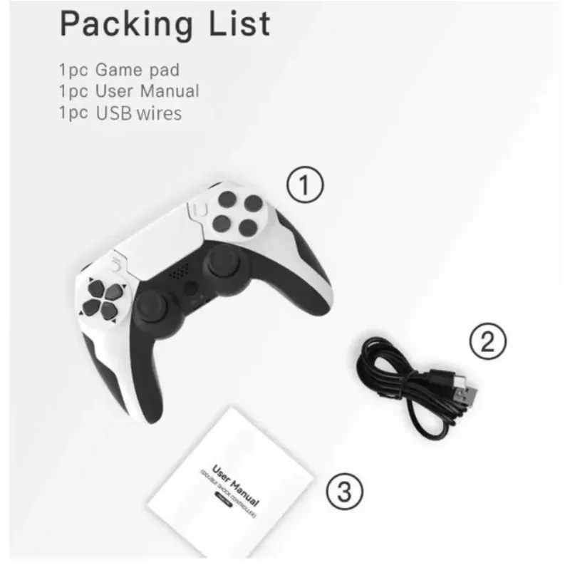 GAMINJA P48 Gamepad Nirkabel dengan Pengontrol Gim Giroskop Enam Sumbu untuk Konsol PS4 PS3 Windows 7 8 10 Joystick PC Getaran Ganda