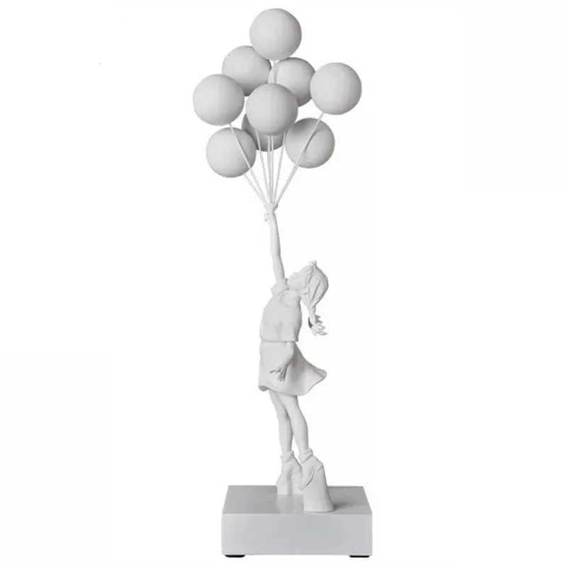 Banksy Art Balloon Girl Statues Banksy Healing Flying Balloon Girl Sculpture Resin Craft Home Living Room Decor Gift