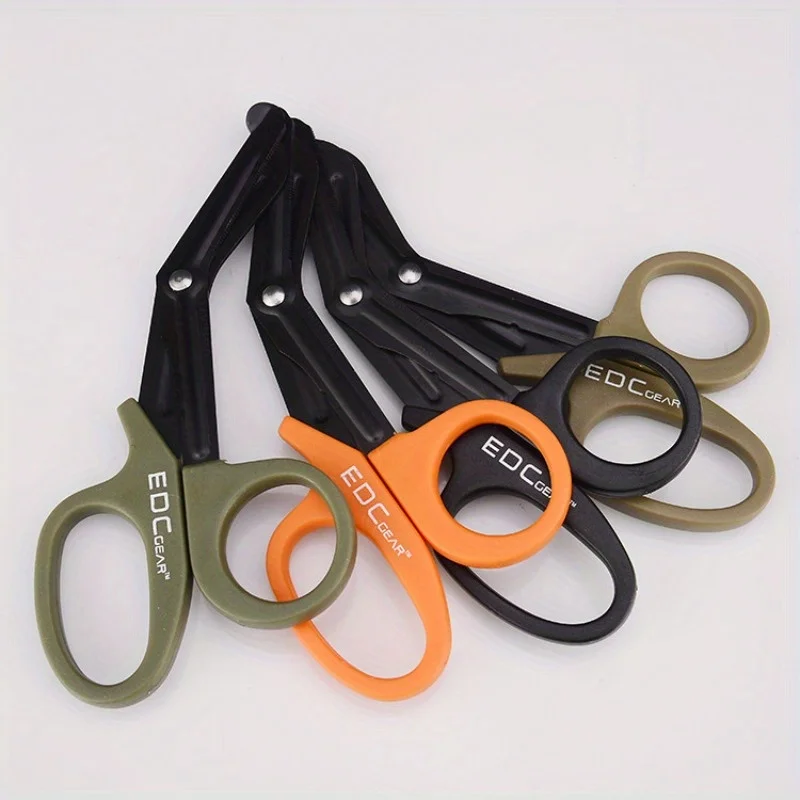 1pc Equipped with fine toothed survival and rescue scissors, medical first aid canvas scissors,and wilderness survival equipment