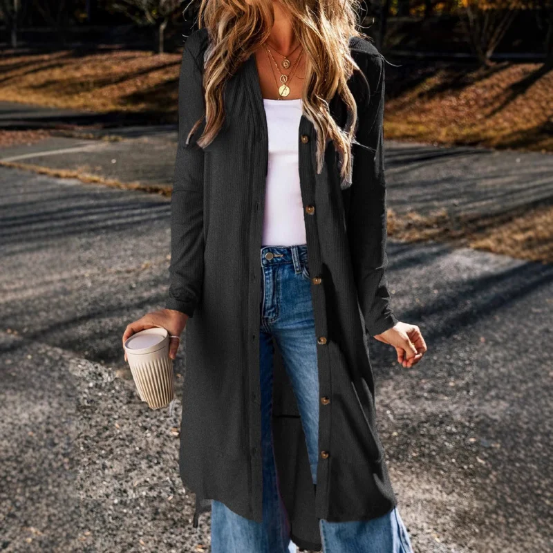 

Autumn Winter New European and American Style Women's Button Casual Long Sleeve Cardigan