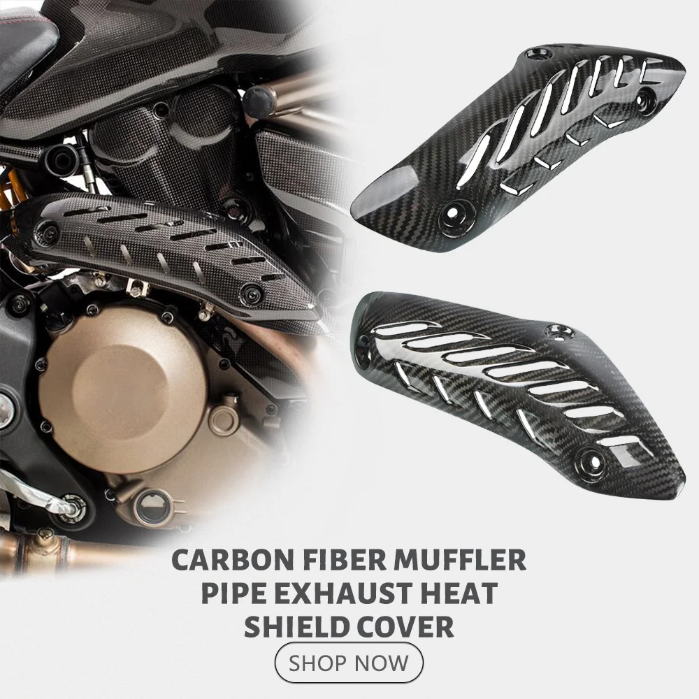 For Ducati Monster 821 1200 2014-2017 Monster821 Monster1200 Carbon Fiber Pipe Exhaust Heat Shield Cover Guard Muffler Protector