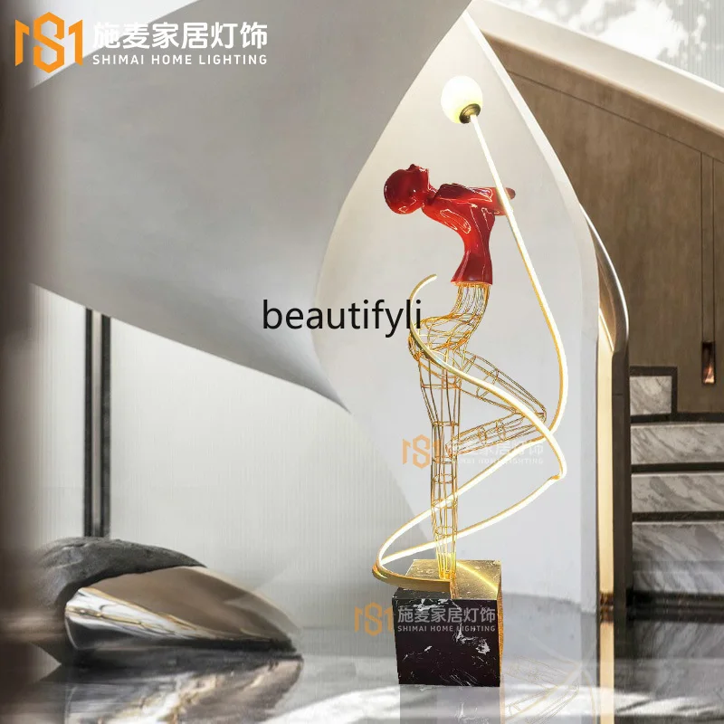 

Postmodern figure art sculpture floor lamp, light luxury fiberglass large-scale decoration ornament