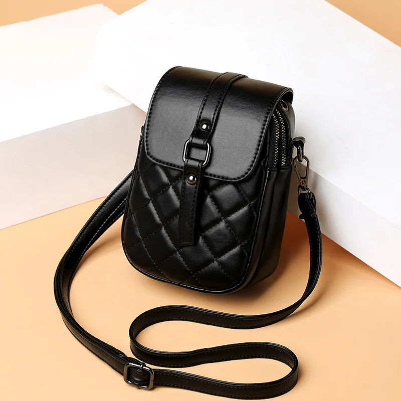 High quality diamond-shaped mini bag, stylish single shoulder crossbody bag, embroidery diamond lattice mini mobile phone bag