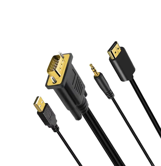 

10 шт. VGA для HDMI-кабеля аудио 1080P HD конвертер позолоченный 6 футов длина Plug Play для ноутбука/монитора ПК/HDTV микрофон видео 60 Гц Ref