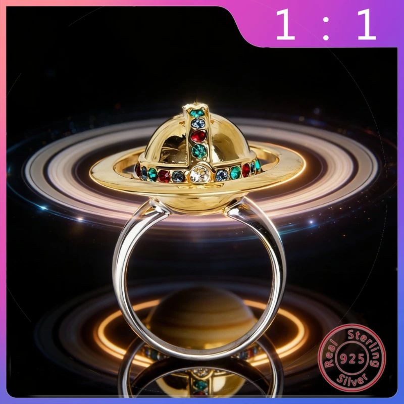 

Элегантное кольцо S925 High End Fashion Queen Saturn Ring, аксессуар для вечеринок, подарок.