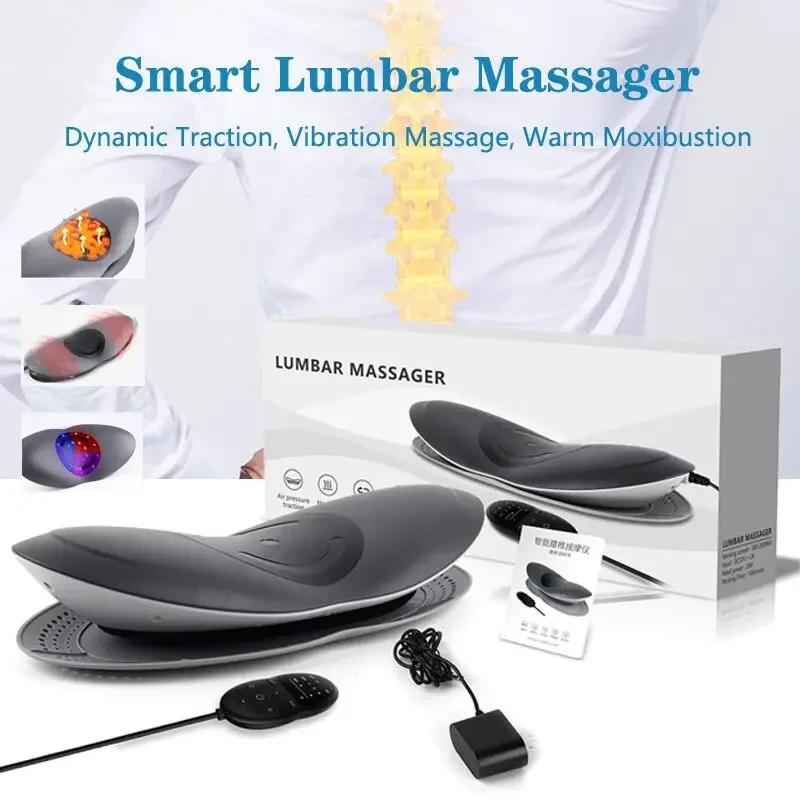 Electric Lumbar Traction Massager Pressotherapy Massage Lumbar Spine Support Waist Relieve Fatigue Back Vibration Massage Tool