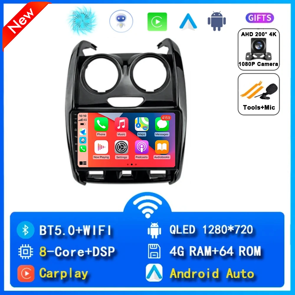 Android 15 Carplay Autoradio Voor Renault Duster 2014 2015 2016 2017-2020 Navigatie GPS Multimedia Speler Stereo WiFi + 4G DSP BT