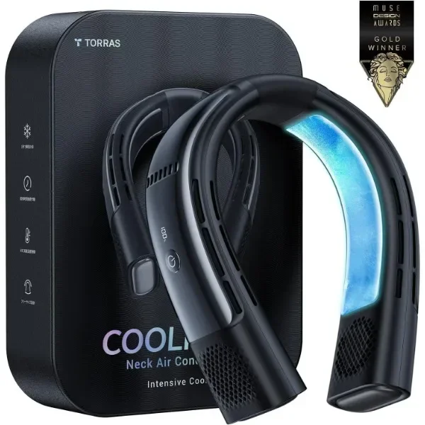 TORRAS 【COOLiFY 2S versão de bateria estendida 1:1】 Ar condicionado de pescoço, ventilador de pescoço refrigerador pessoal portátil