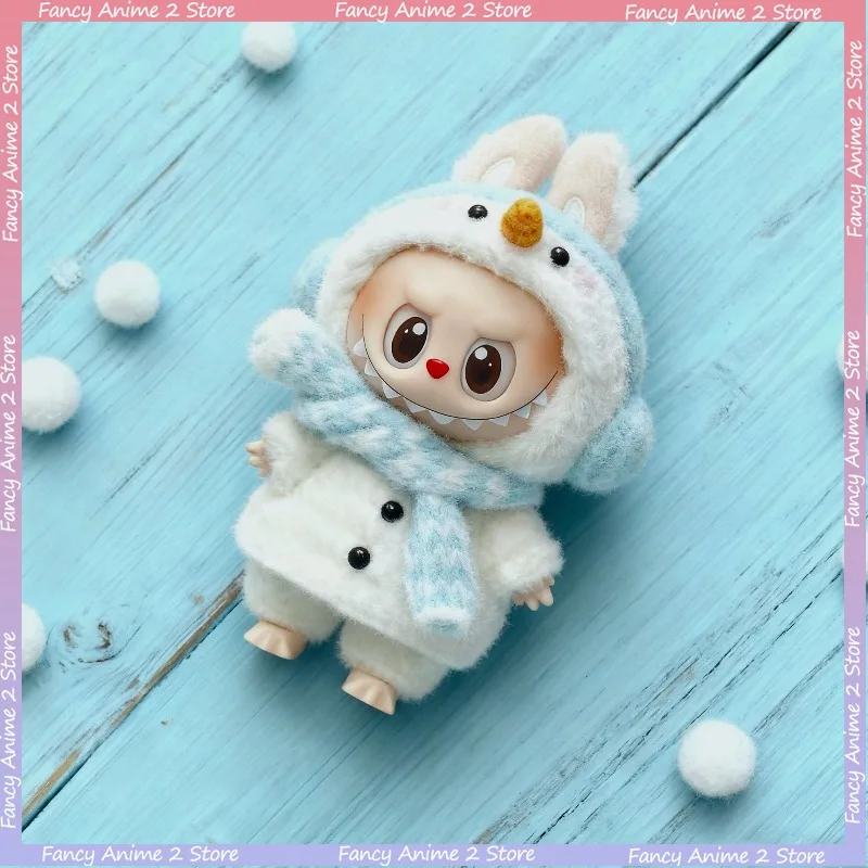 Ubranka Świąteczne dla Lalek Labubu V1 V2 V3 V4, Strój Bałwana, Urocze Mini Pluszowe Lalki, Przebrania, Akcesoria Festiwalowe dla Lalek, Prezenty