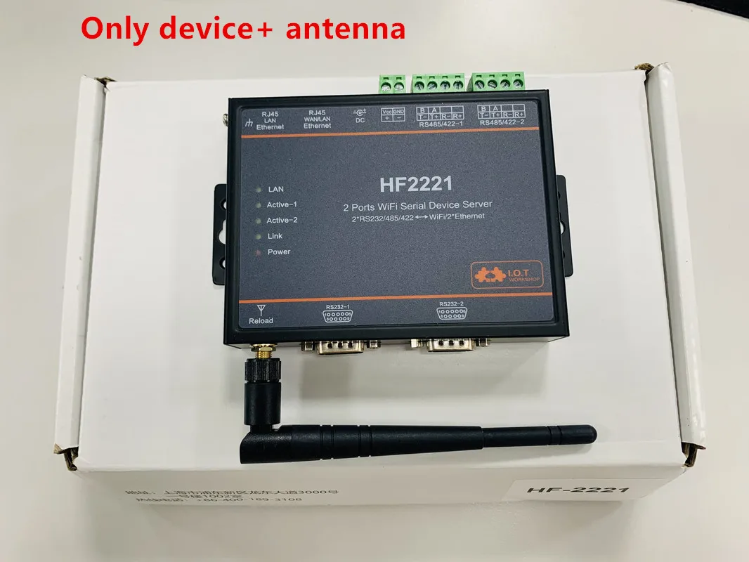 

HF2221, 2-портовый последовательный сервер RS232/RS485/RS422 для Wi-Fi Ethernet-устройства, автоматическое управление