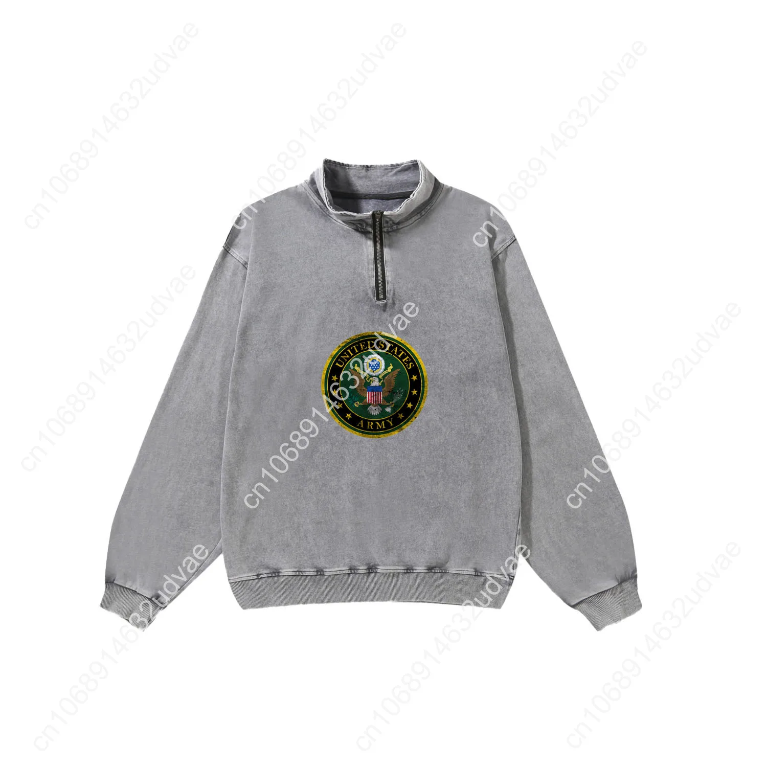 Verenigde Staten leger retro sweatshirt man vrouw tiener vintage trui halve rits sweatshirt op maat gemaakte tops mouwen t-shirt