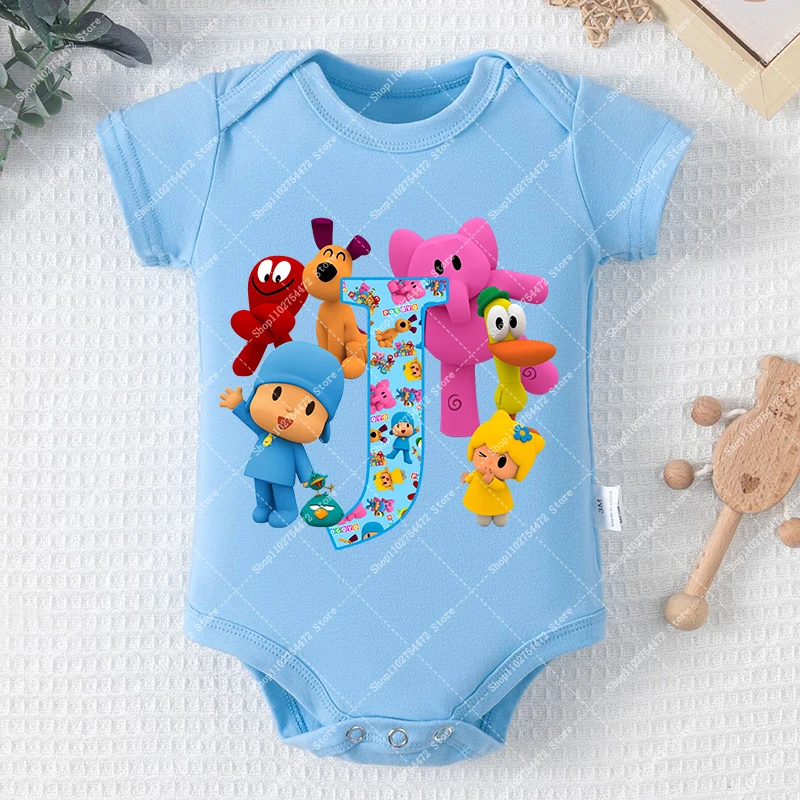 Baby Boy Girl Cartoon Cute Bodysuit Pocoyoed Kids Cotton Crawling Suit Summer Casual Clothes Newborn Short Sleeved Jumpsuit Gift - view 3