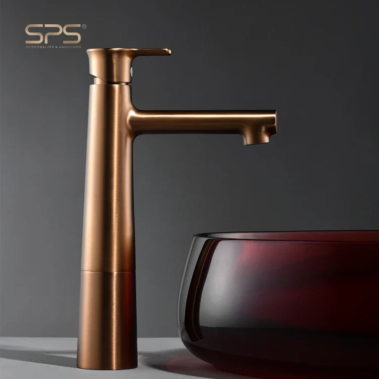 A8173-MS Bathroom Sink Faucet Unique Design Single Handle Single Hole Basin Mixer Commercial Faucet Rose Gold Basin Faucet