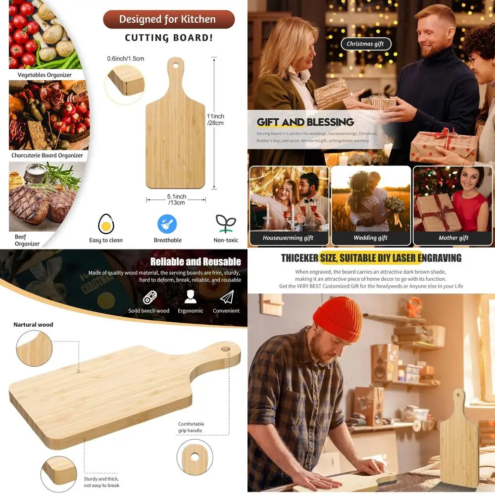 

Bamboo Mini Charcuterie Boards - 30 Pack, 11x5 Inches, Small Serving Boards for Wedding & Housewarming Gifts