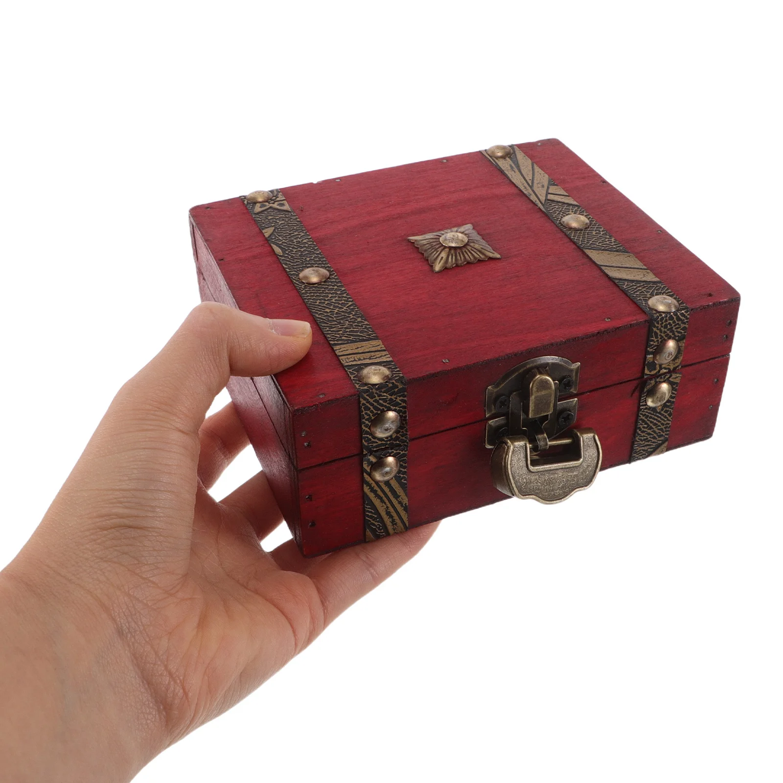 

Vintage Wood Treasure Chest Lock Jewelry Storage Box Decorative Keepsake Organizer Pirate Chest Classic Retro Bedroom Decor