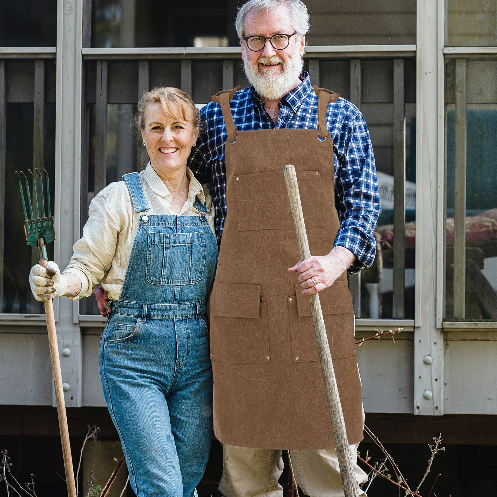 

Холщовый рабочий фартук с толстыми регулируемыми ремнями, фартук с несколькими карманами для инструментов для столярных работ, деревообработки, сада, кухни, приготовления пищи, выпечки