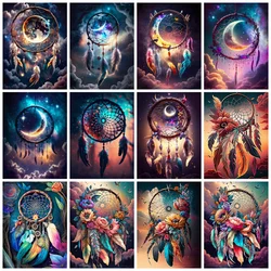 Momoart Diamond Embroidery Dream Catcher Painting Landscape Full Square Round 5D DIY Mosaic Feather Child Hobby