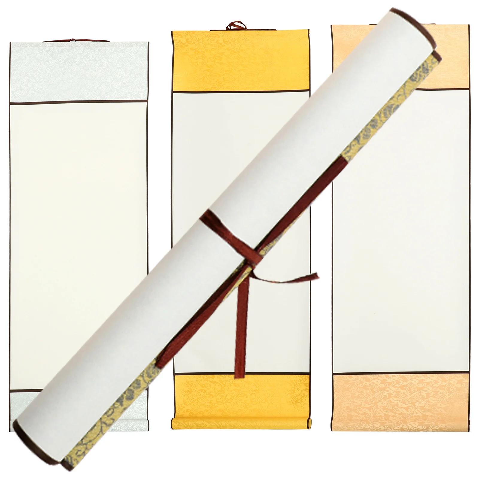 4pcs Blank Scroll Chinese Calligraphy Xuan Paper For Painting Writing Practice Multi-Function Art Wall Hanging Scroll Rice