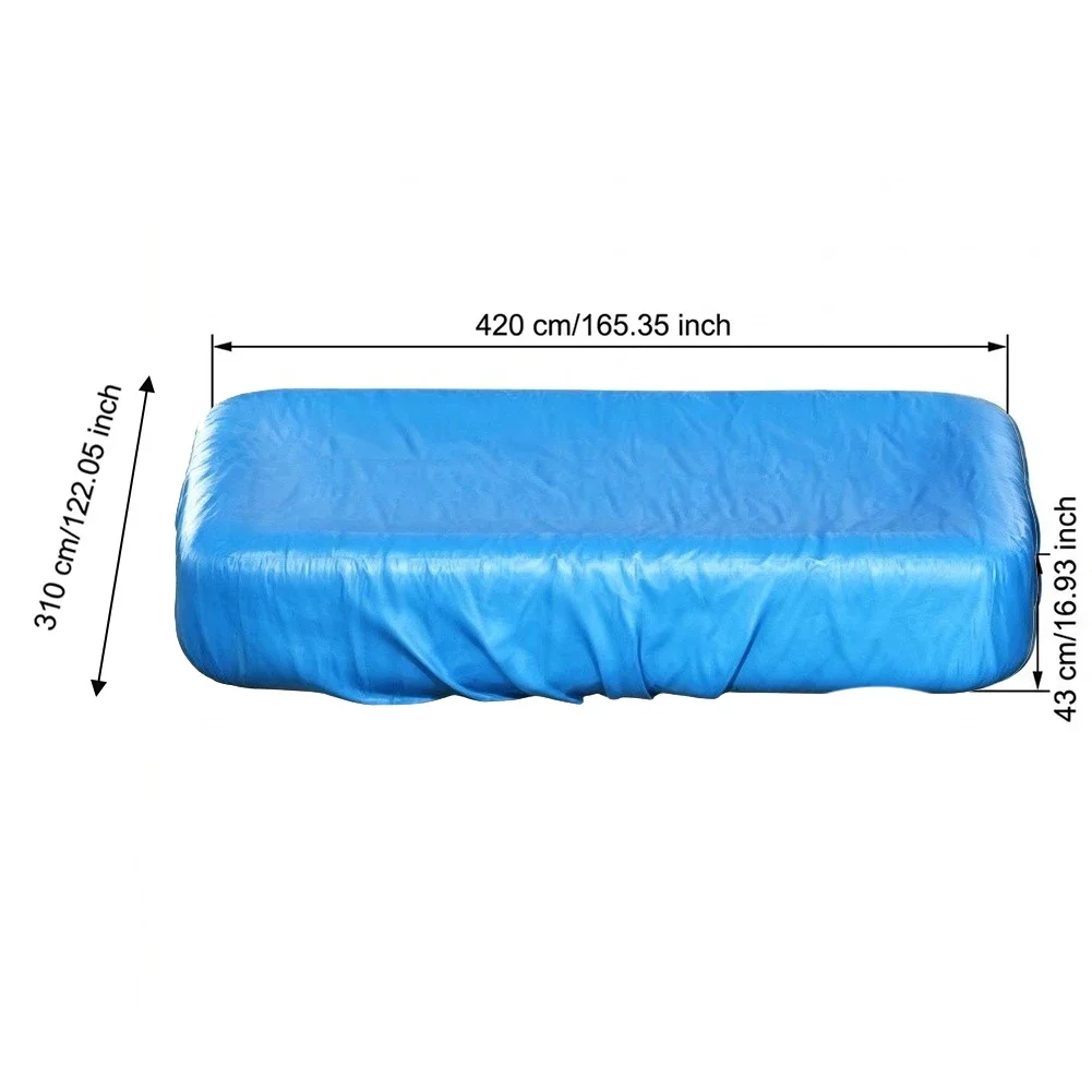 Inflatable Rectangle Pool Cover Portable Dustproof Strong Tear Resistance Pool Covers Built-in Elastic Band Pool Accessories