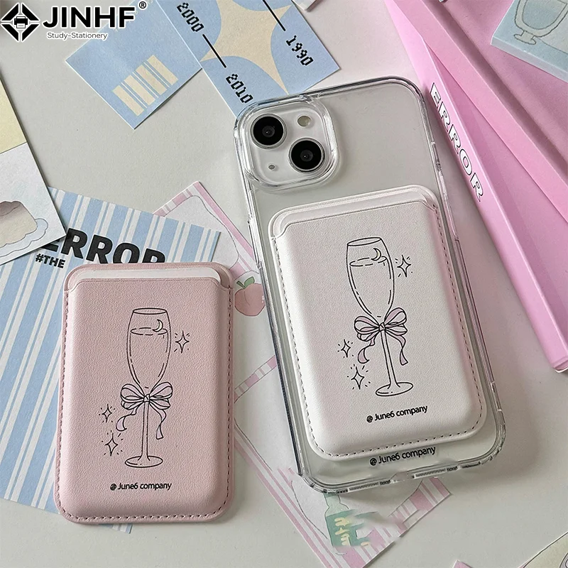 INs Korean Cute ID Card Wallet Card Slot Holder Magnetic ForMagSafe Phone Case Accessories Magnetic Cartoon Card Wallet Holder