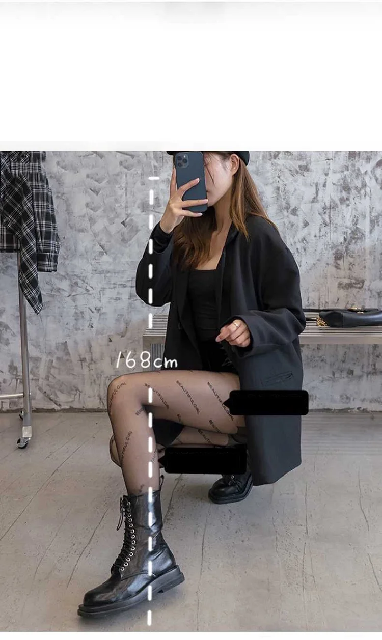 Sexy Damen-Strumpfhose Transparente Strümpfe mit Buchstabendruck Modische Damenstrümpfe mit Aufdruck CTW032 – Detail 3