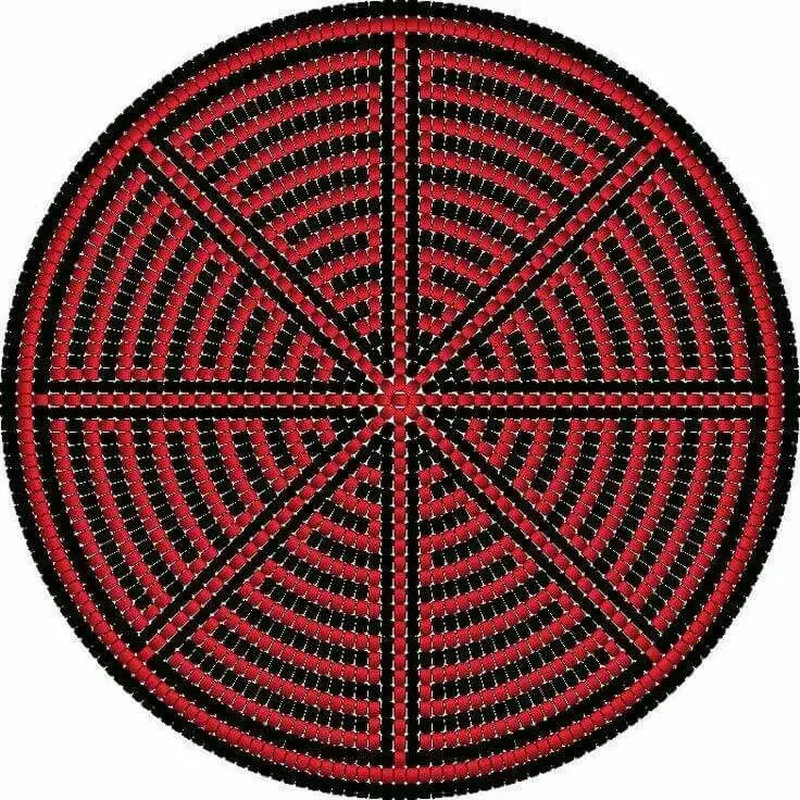 Round Braided Rug Yellow Rim Colorful Star Mandala Geometric Woven Design for Living Room Decor