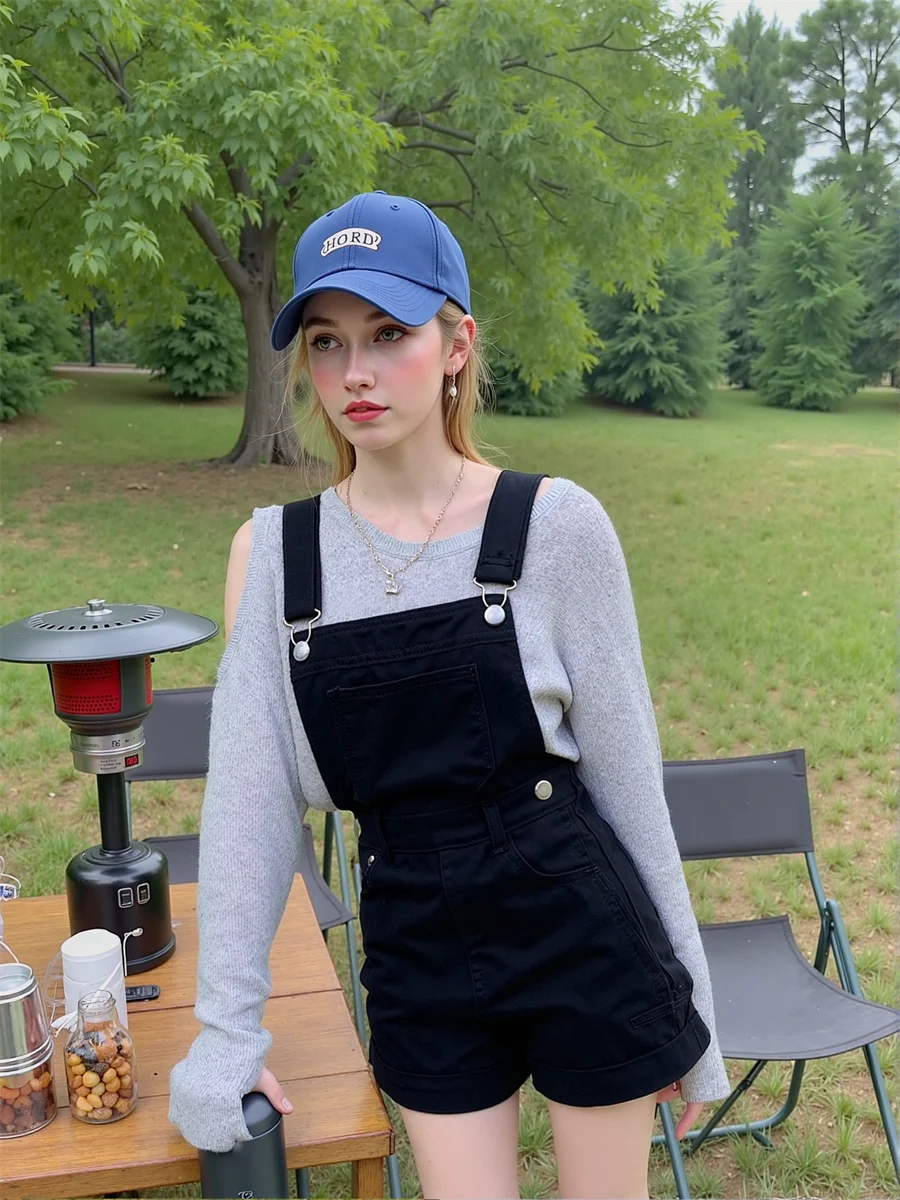 

Джинсовые винтажные комбинезоны для женщин, элегантные комбинезоны с высокой талией, женская одежда, тренд 2025, летние однотонные уличные комбинезоны с высокой талией и принтом