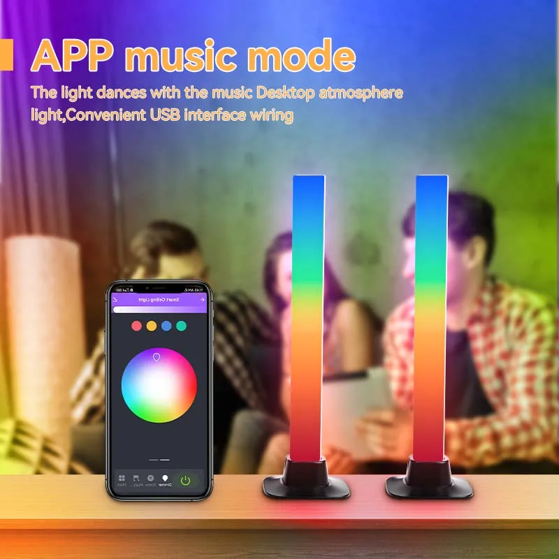 LED RGB Colorful Bar Lights, Mobile App Tuya Control Light Music Desktop Game Decoration Lamp, Intelligent Control RGB Bar Light