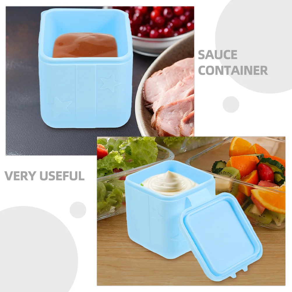 

4Pcs Small Sauce Containers with Lids Portable Seasoning Boxes for Lunch Box Salad Dressing Travel Condiment Jars
