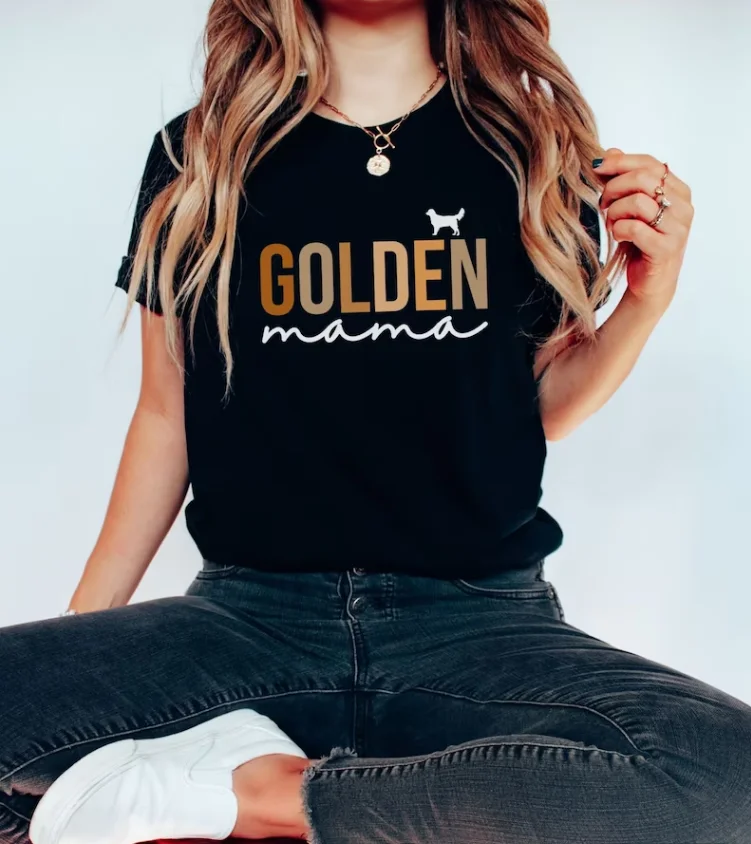 Golden Retriever Gift, Golden Shirt Golden Mama Mom Shirt Tshirt Short Sleeve Top Tees 100% cctton Streetwear Harajuku goth y2k