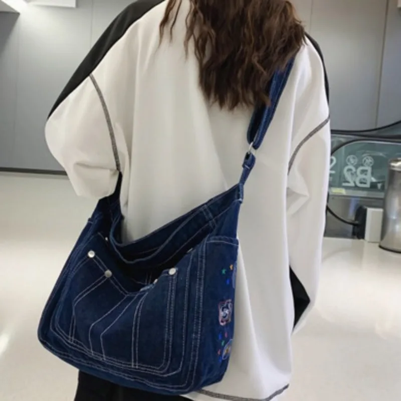 Denim Een Veelzijdige Tas Schouder Grote Capaciteit Crossbody Casual Handtas Voor Vrouw Van Hoge Kwaliteit Messenger Luxe Mode Klassieker