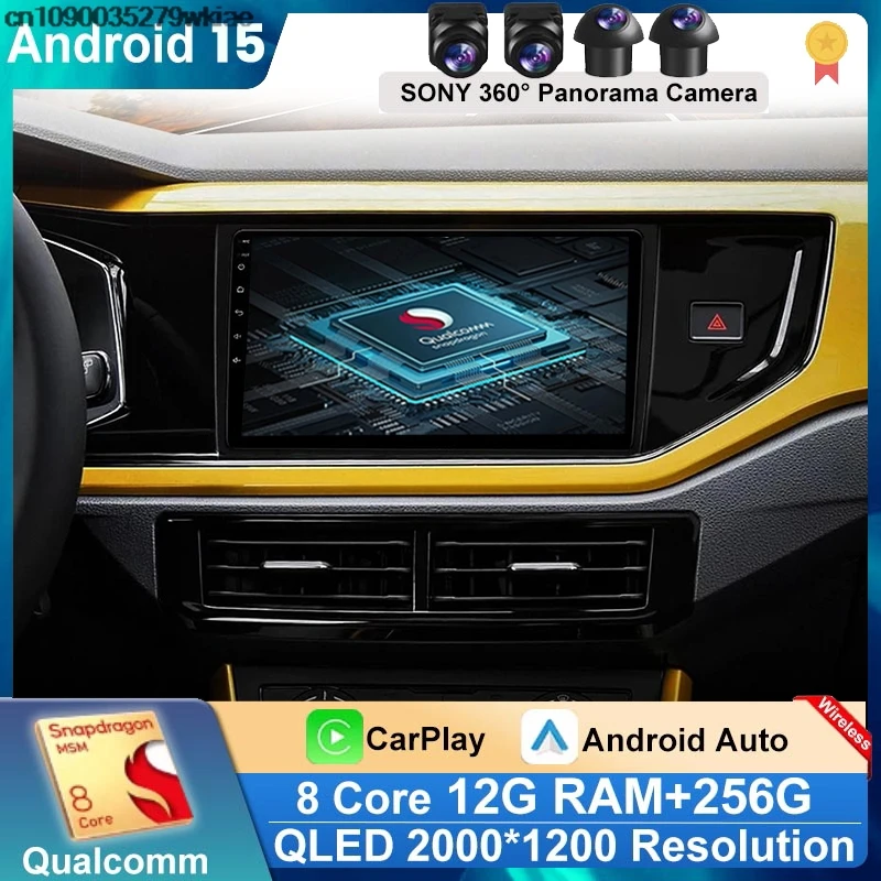 Carplay Android 15 Autoradio for Volkswagen VW MQB POLO VI Jetta MK7 T6 Bora 2018 2019 - 2021 mulitmedia player GPS navi Stereo