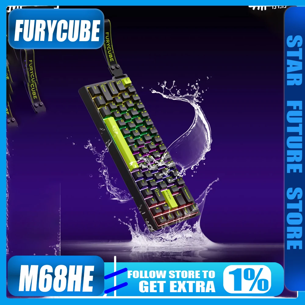 

Механическая клавиатура FURYCUBE M68HE с RGB-подсветкой и возможностью горячей замены, магнитные переключатели для игровых FPS, киберспорта, подарок для мужчин/девочек