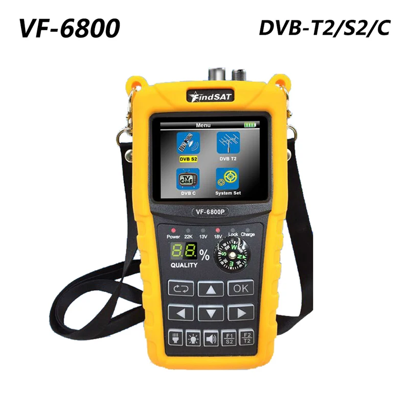 

Φ с желтым корпусом COMBO VF-6800/S2 /C спутниковый искатель 2000mA MPEG4 Sat Finder Meter 2,4 Inch LCD HD Digital Satfinder