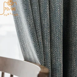 W Pattern Mixed Color Thickened Chenille Jacquard Shading Curtains for Living Room Bedroom Home Decoration Customization
