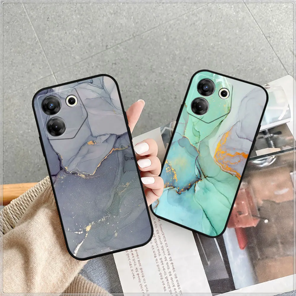 Pink Gold Marble Art Fashion Phone Case For Infinix Tecno Camon 20 19 16 Pova 6 5 4 Neo 2 Smart 8 7 6 5 Zero 30 20 8 X Pro Cover