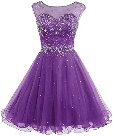 Iridescent Sexy Purple Beading Scoop Homecoming Dresses Short Mini Lace Up Cocktail Vestido De Graduación Party Gowns