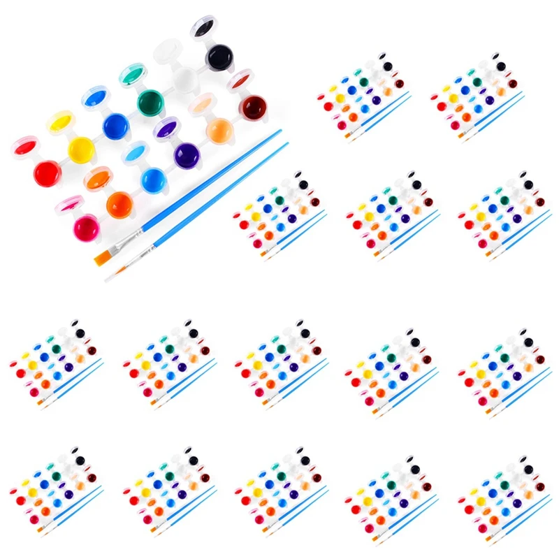 1Set 12 Colors Acrylic Paint Strips Paint Brushes Craft Paint Kids Paint Set Plastic + Acrylic