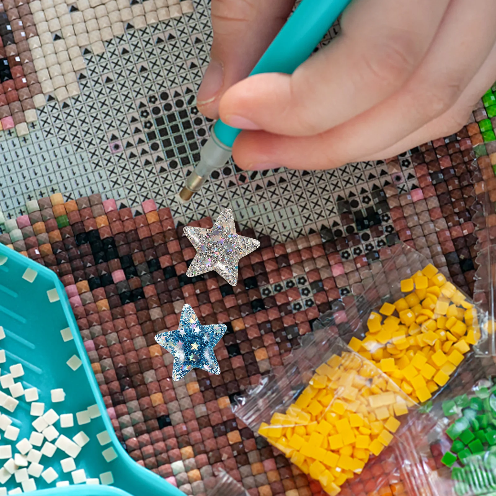 

6Pcs Diamond Paint Star Locator Tool Essential for DIY Diamond Embroidery Accurate Positioning Square Round Drill Holder