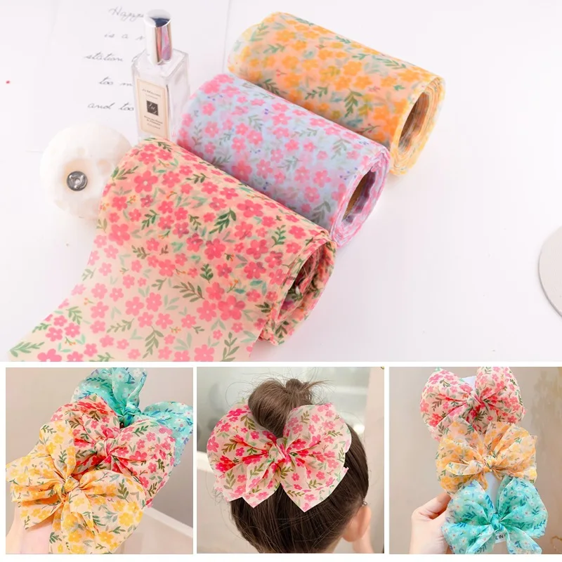 

Floral Printed 12cm Organza Ribbon 20m Roll for DIY Hair Bows/Kids Crafts Accessories Material Wholesale