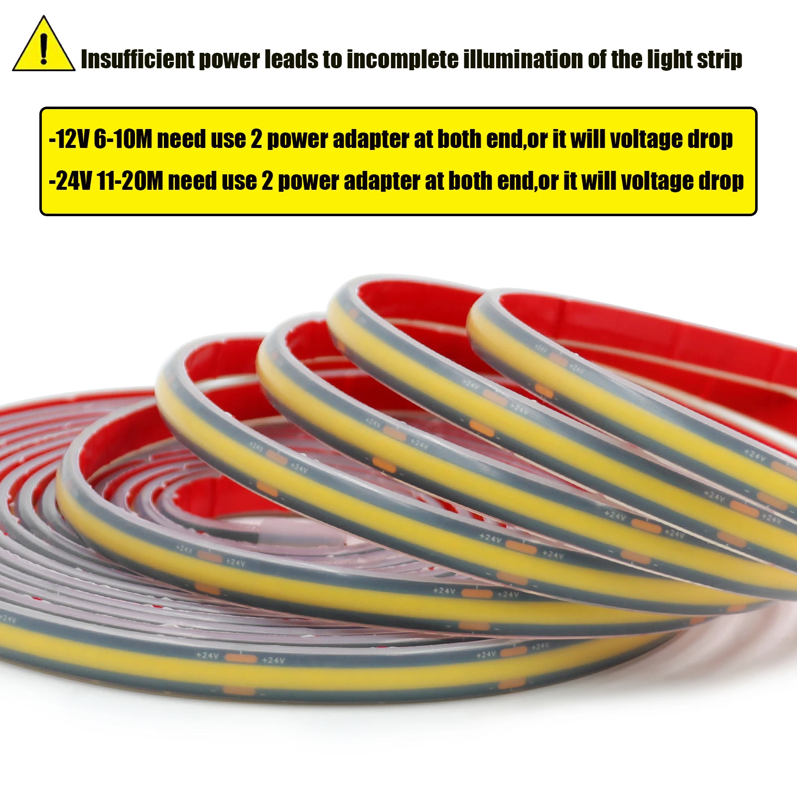 IP68 شريط ضوء COB مقاوم للماء بالكامل 12 فولت 24 فولت 3000 كيلو 4000 كيلو 6000 كيلو شريط مرن PCB أسود لتزيين حوض السباحة في الهواء الطلق والحديقة