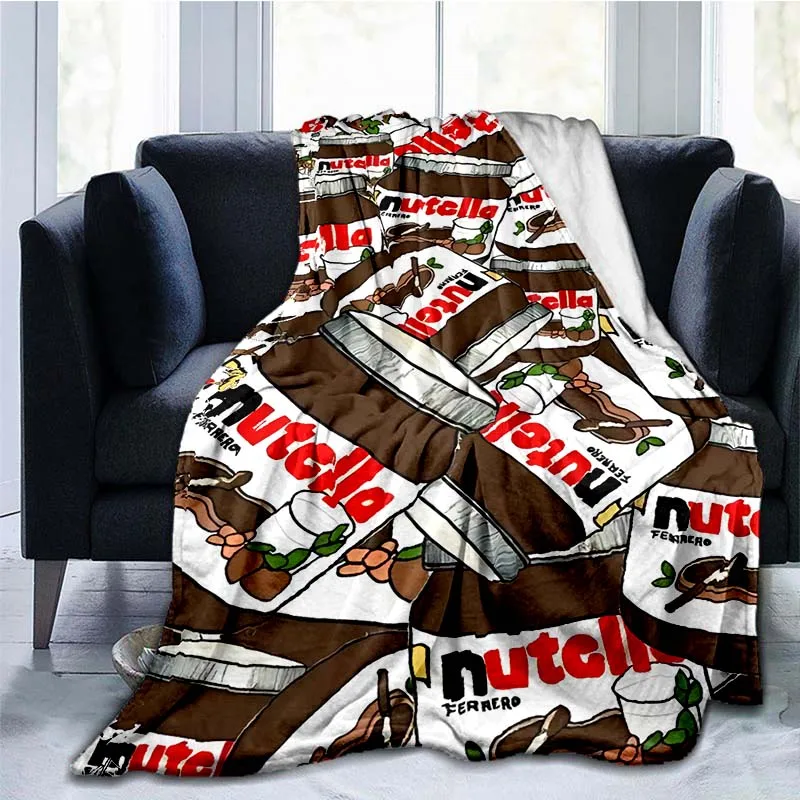 Funny Cute Foods Nutella Blanket Cartoon White Brown Plush Flannel Throw Blankets Autumn Thermal Blanket Teens Adult Blanket