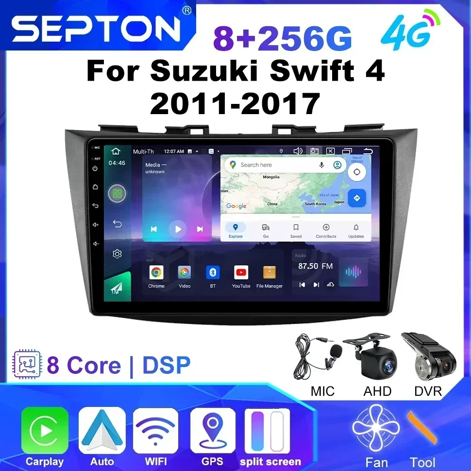 SEPTON  2Din CarPlay Car Radio Multimedia Player for Suzuki Swift 4 2011-2017 Android Octa Core Navigation Stereo GPS Autoradio