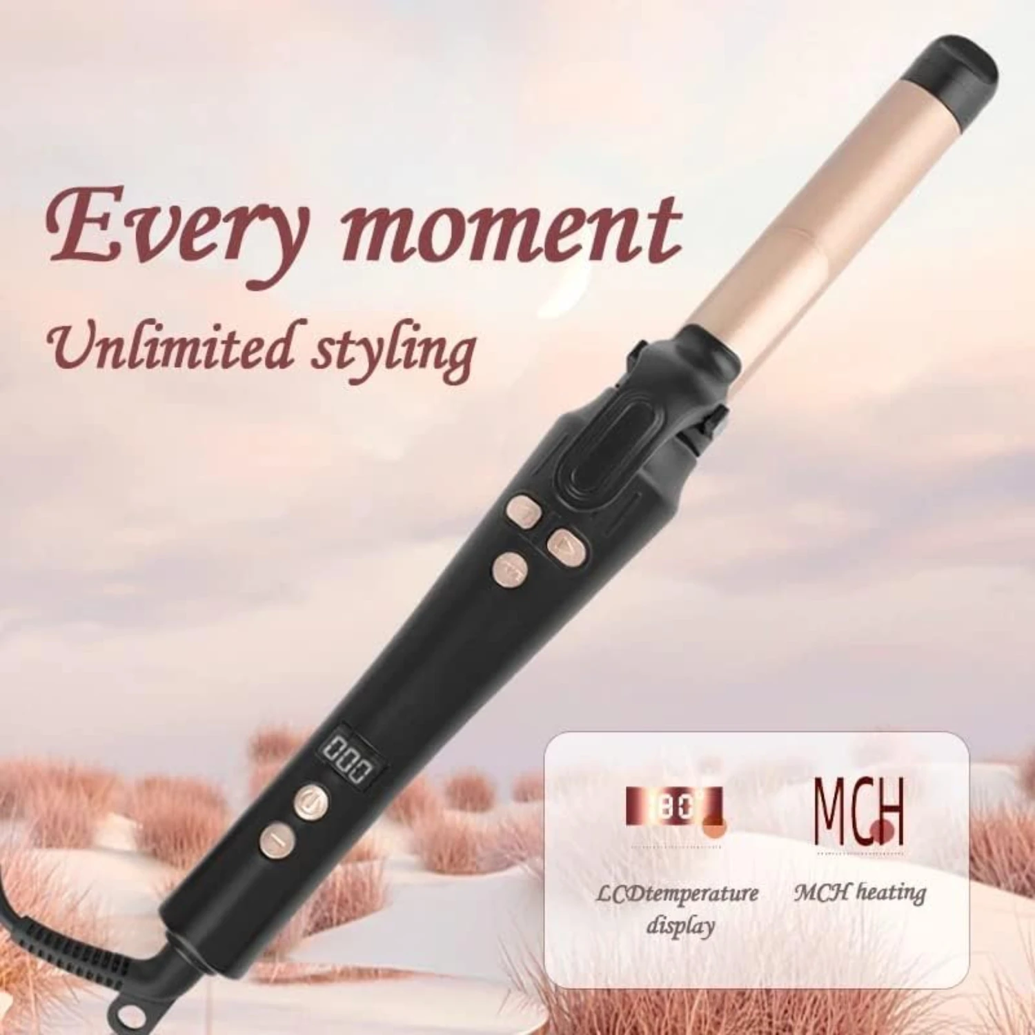 Effortless and Professional 1 Inch Ceramic Hair Curling Iron with Fast Heating - Featuring Advanced Anti-Scald Technology, 4 Adj